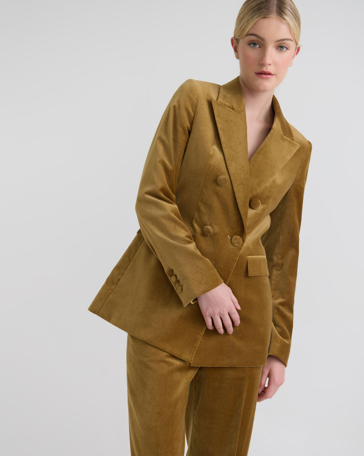 Jenna Double Breasted Stretch Velvet Blazer WOMENS SUITS JKTS COATS