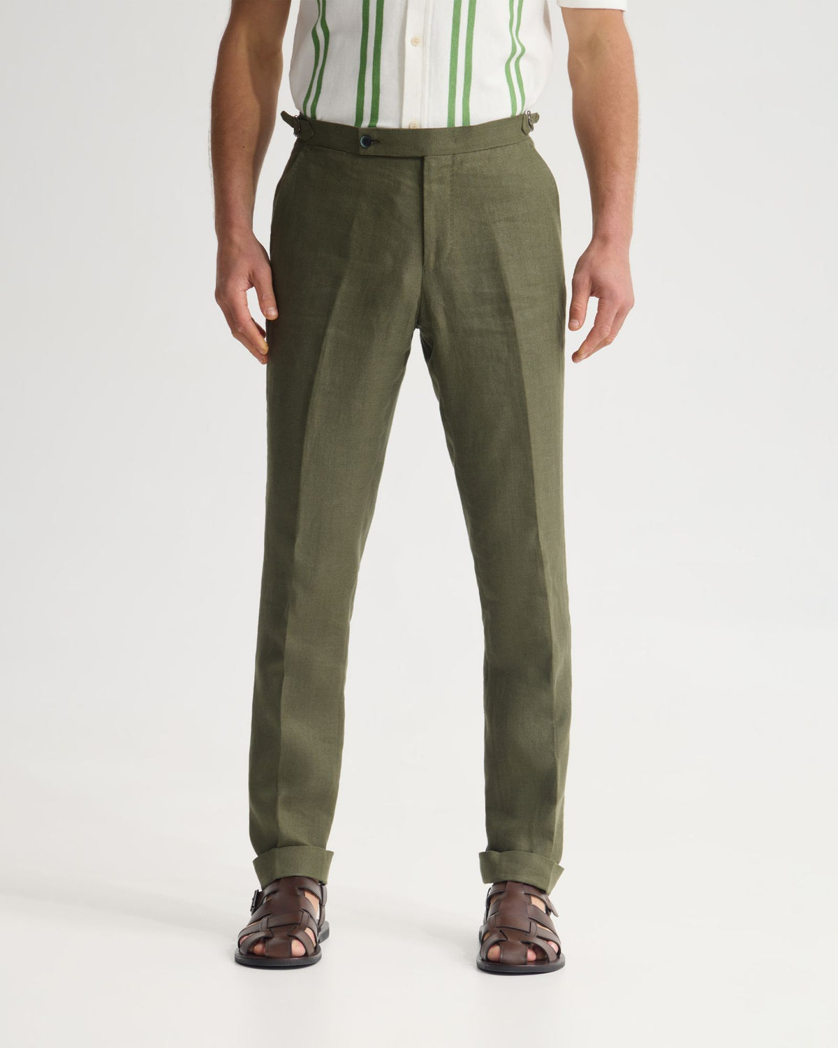 Bryon Herringbone Pant Side Tab/Cuf MENS TROUSERS