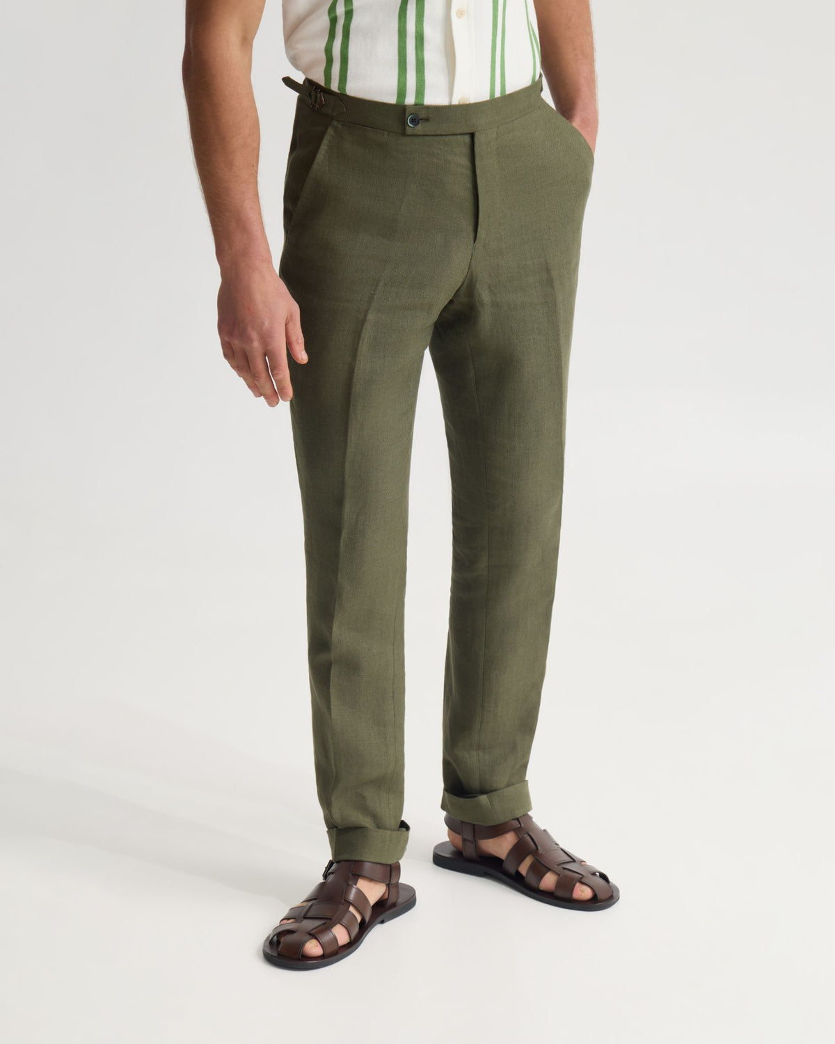Bryon Herringbone Pant Side Tab/Cuf MENS TROUSERS
