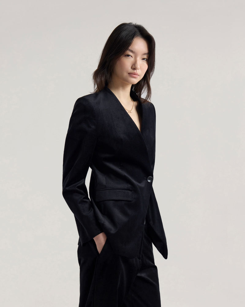 Raffi Velvet Collarless Blazer WOMENS SUITS JKTS COATS