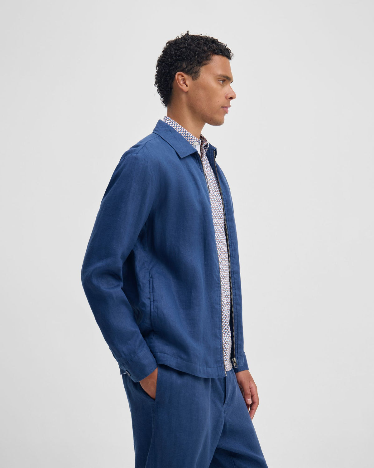 Adem Linen Zip Bomber MENS JACKETS AND COATS