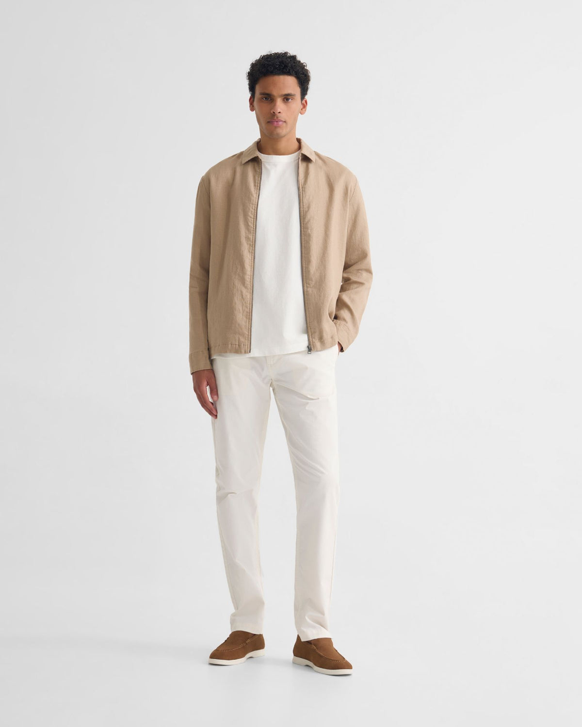 Adem Linen Zip Bomber MENS JACKETS AND COATS