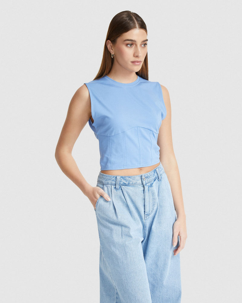 CORRIE CORSET DETAIL TOP WOMENS TOPS