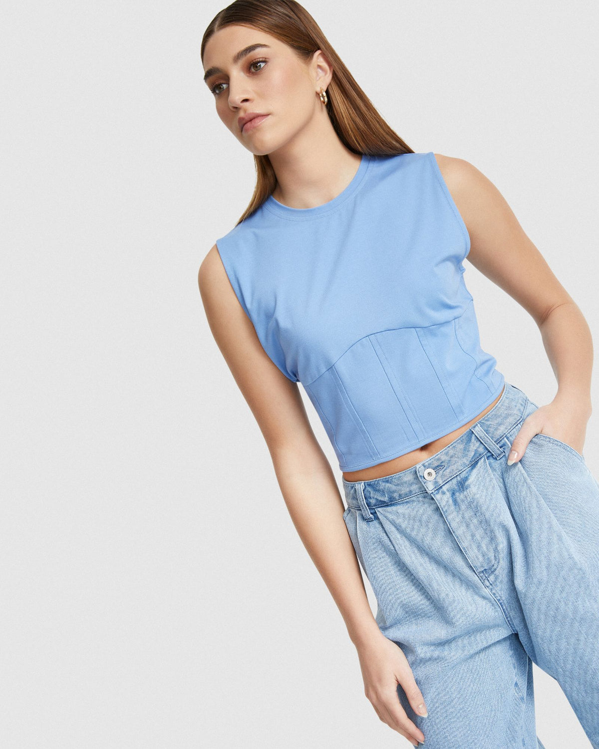 CORRIE CORSET DETAIL TOP WOMENS TOPS