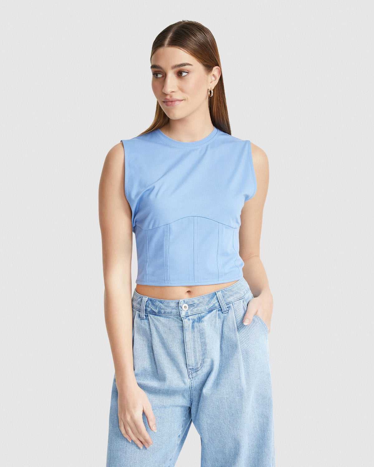 CORRIE CORSET DETAIL TOP WOMENS TOPS