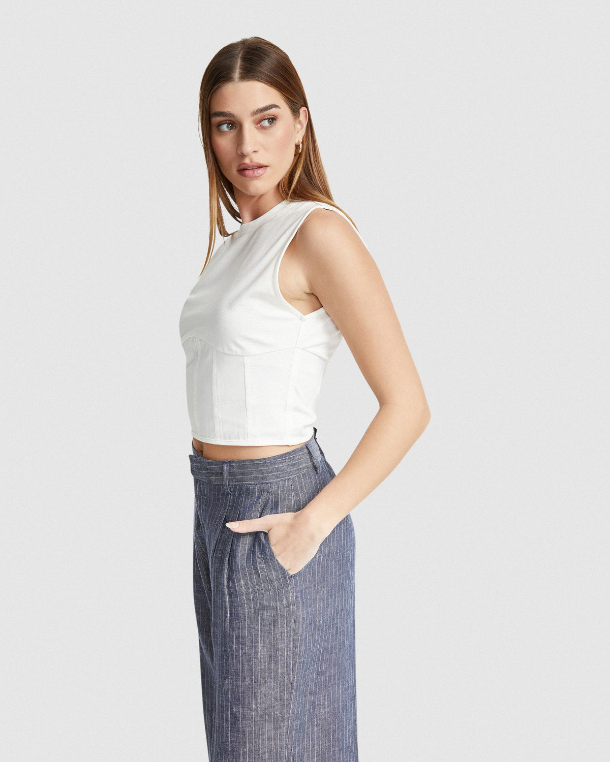 CORRIE CORSET DETAIL TOP WOMENS TOPS