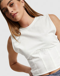 CORRIE CORSET DETAIL TOP WOMENS TOPS