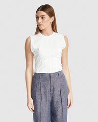 CORRIE CORSET DETAIL TOP WOMENS TOPS