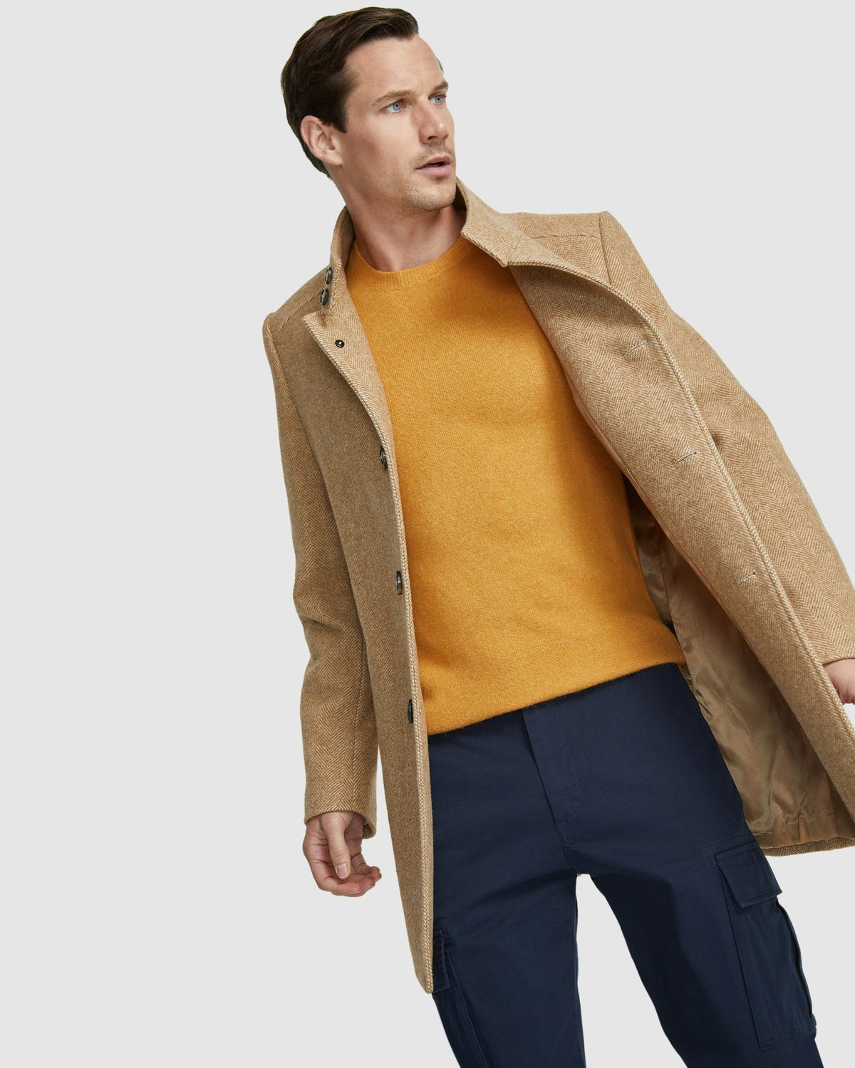 DUNBAR HERRINGBONE WOOL RICH COAT MENS JACKETS AND COATS