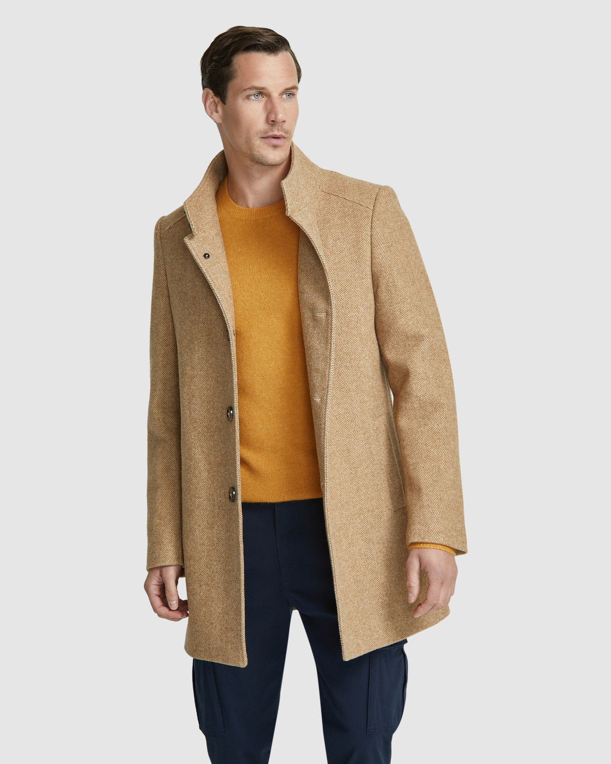 DUNBAR HERRINGBONE WOOL RICH COAT MENS JACKETS AND COATS
