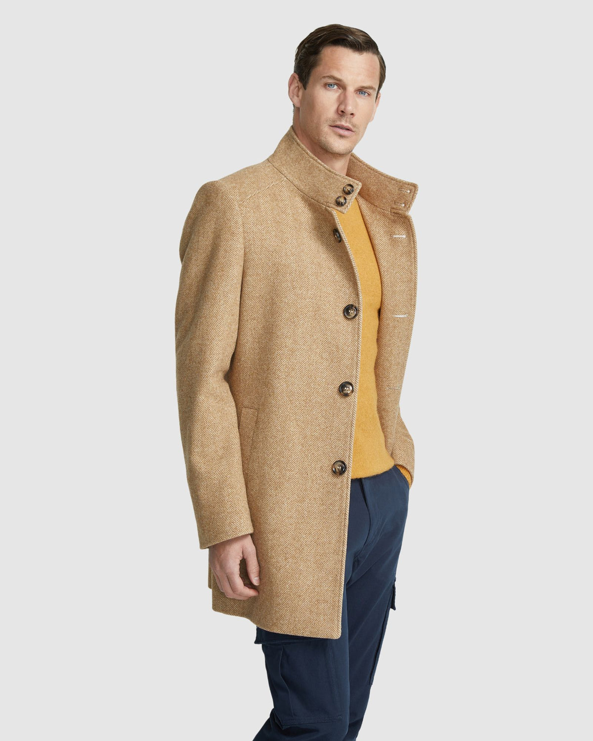 DUNBAR HERRINGBONE WOOL RICH COAT MENS JACKETS AND COATS