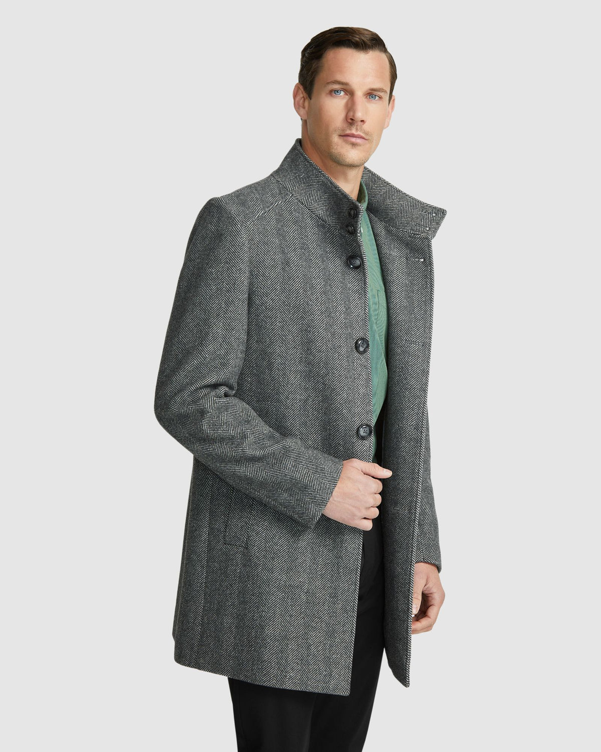 DUNBAR HERRINGBONE WOOL RICH COAT MENS JACKETS AND COATS
