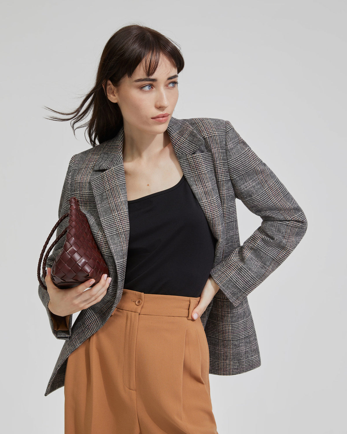 Avery Wool Blend Check Blazer