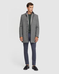 DUNBAR HERRINGBONE WOOL RICH COAT MENS JACKETS AND COATS