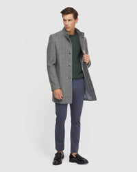 DUNBAR HERRINGBONE WOOL RICH COAT MENS JACKETS AND COATS
