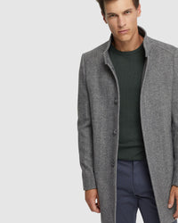 DUNBAR HERRINGBONE WOOL RICH COAT MENS JACKETS AND COATS