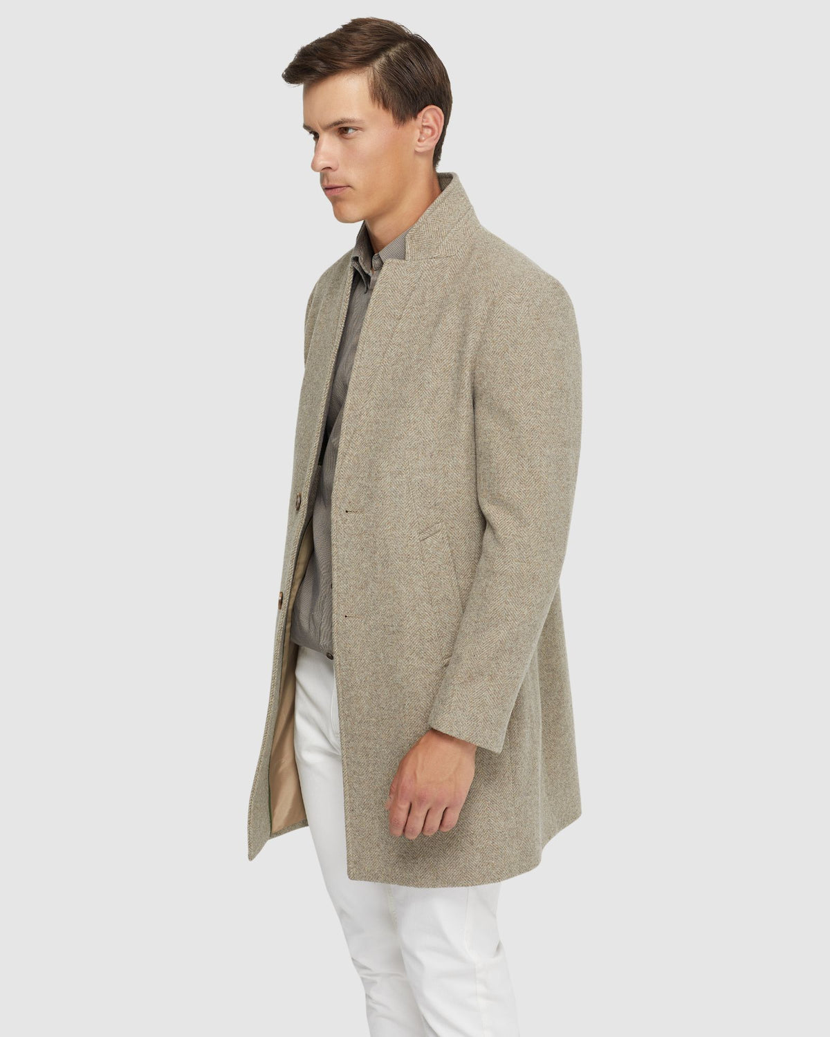 AUSTIN HERRINGBONE WOOL RICH COAT MENS JACKETS AND COATS