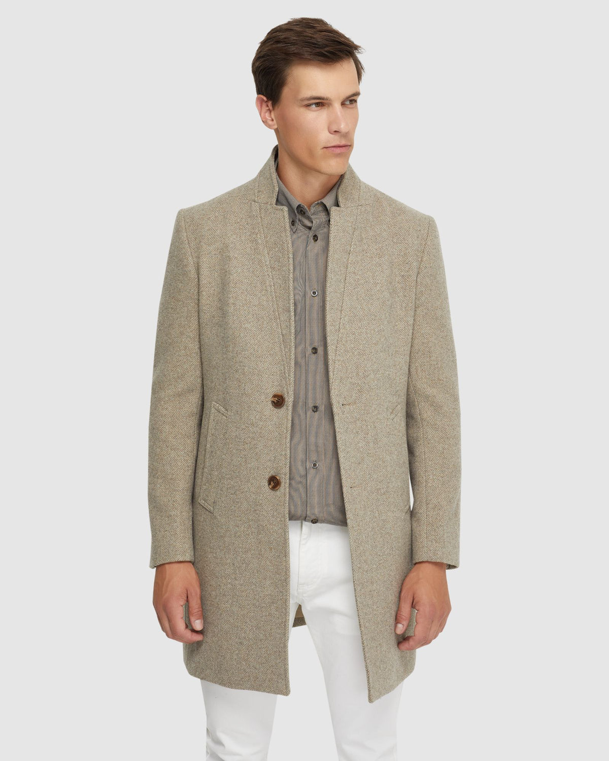 AUSTIN HERRINGBONE WOOL RICH COAT MENS JACKETS AND COATS