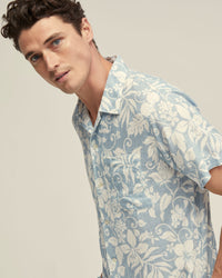 VINNY LINEN BLEND PRINTED SHORT SLEEVE SHIRT MENS SHIRTS