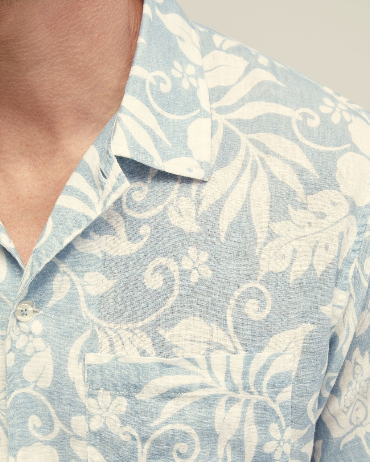 VINNY LINEN BLEND PRINTED SHORT SLEEVE SHIRT MENS SHIRTS