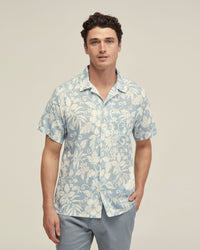 VINNY LINEN BLEND PRINTED SHORT SLEEVE SHIRT MENS SHIRTS