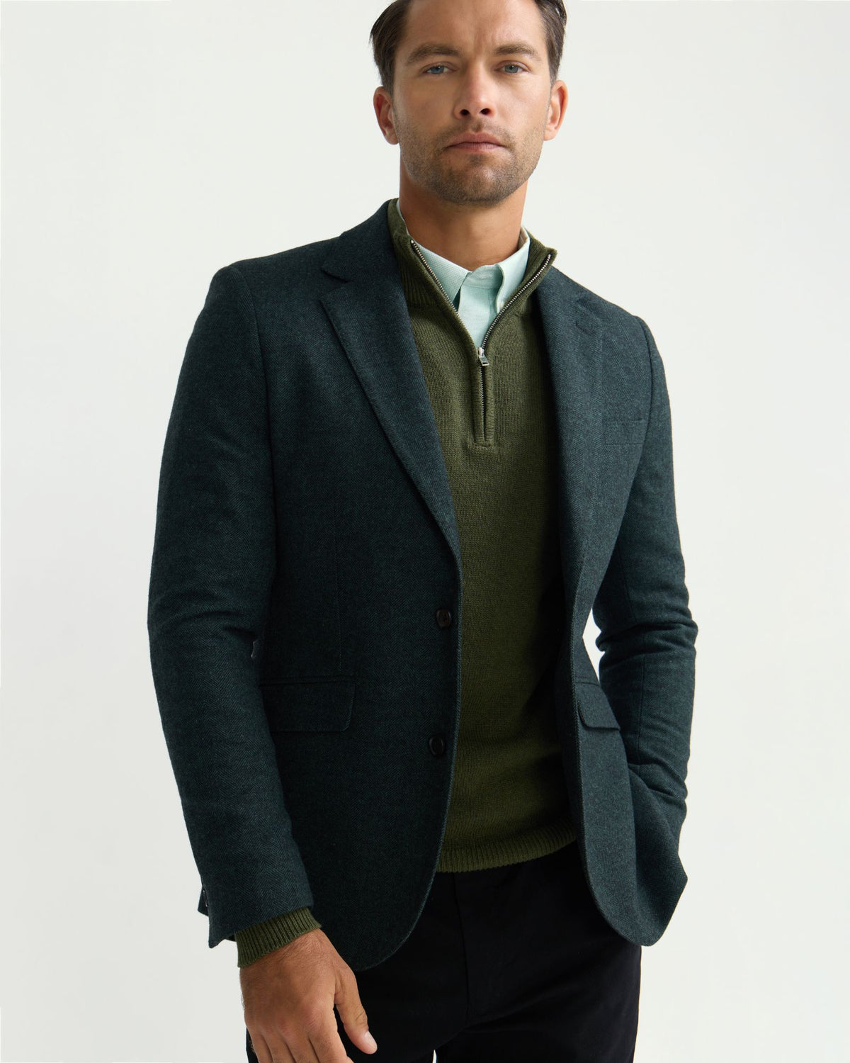 Blake Herringbone Wool Blazer MENS JACKETS AND COATS