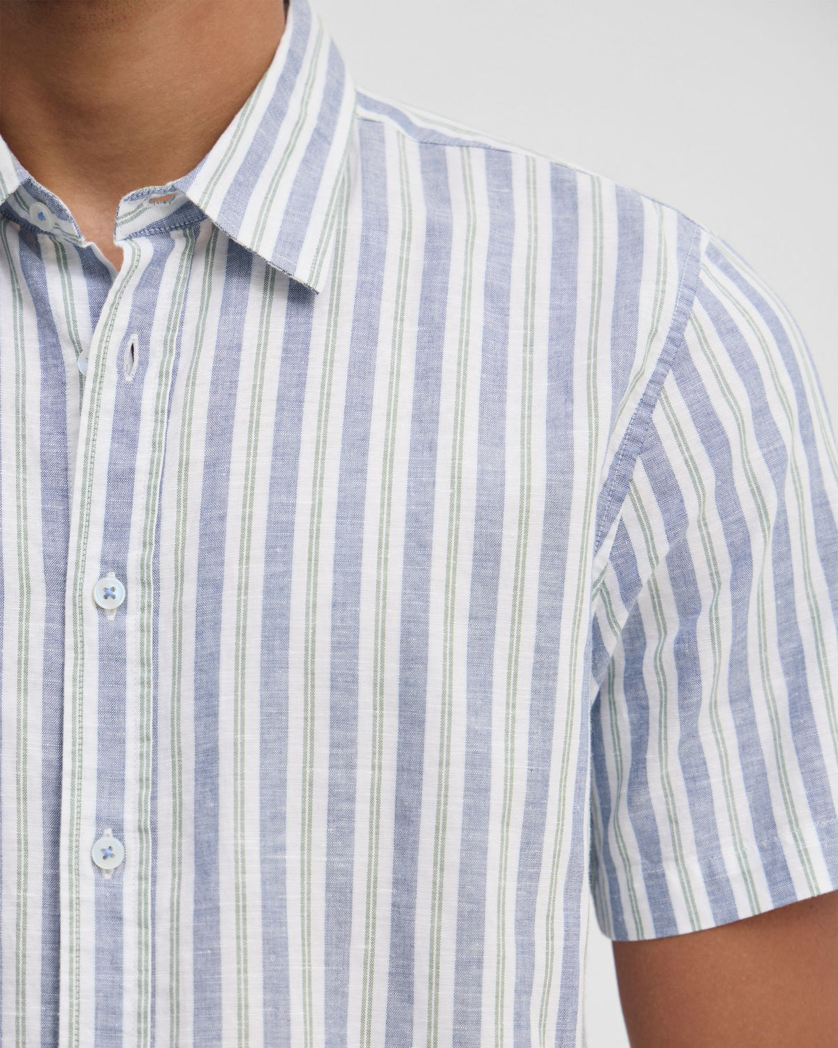 Leyton Short Sleeve Stripe Linen Shirt MENS SHIRTS