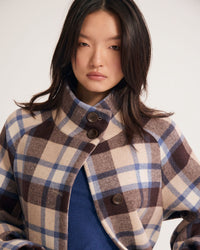 Edi Checked Funnel Collar Coat WOMENS SUITS JKTS COATS