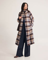 Edi Checked Funnel Collar Coat WOMENS SUITS JKTS COATS