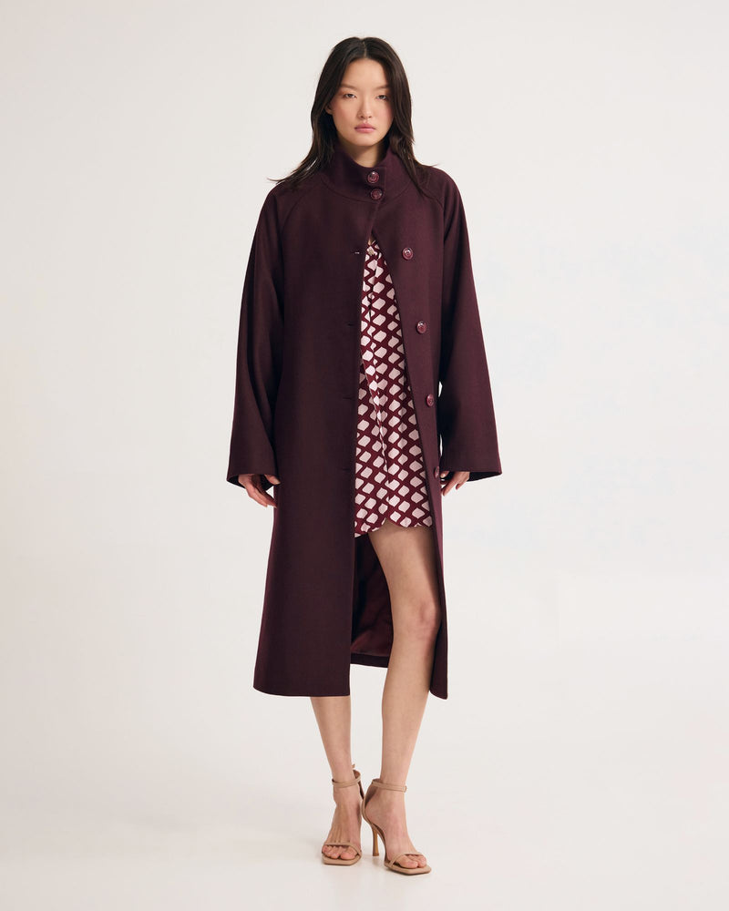 Edi Checked Funnel Collar Coat WOMENS SUITS JKTS COATS