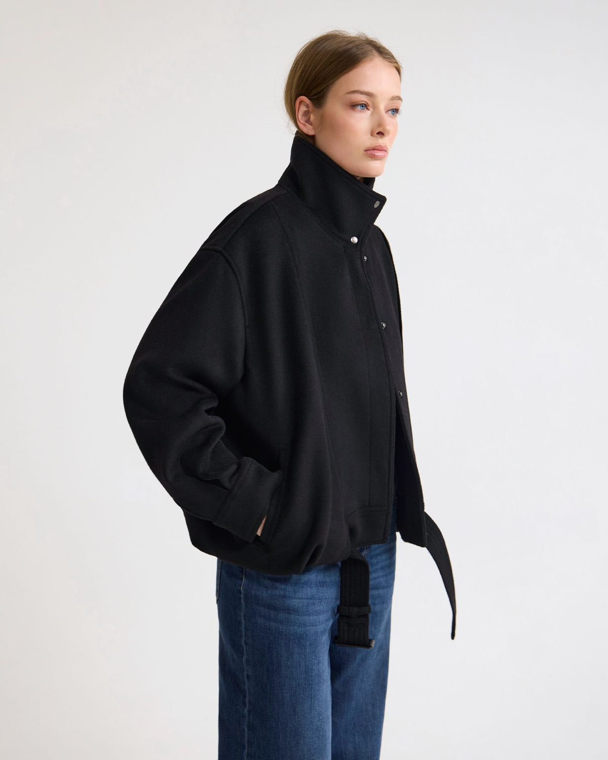 Emma Wool Blend Funnel Trim Jacket
