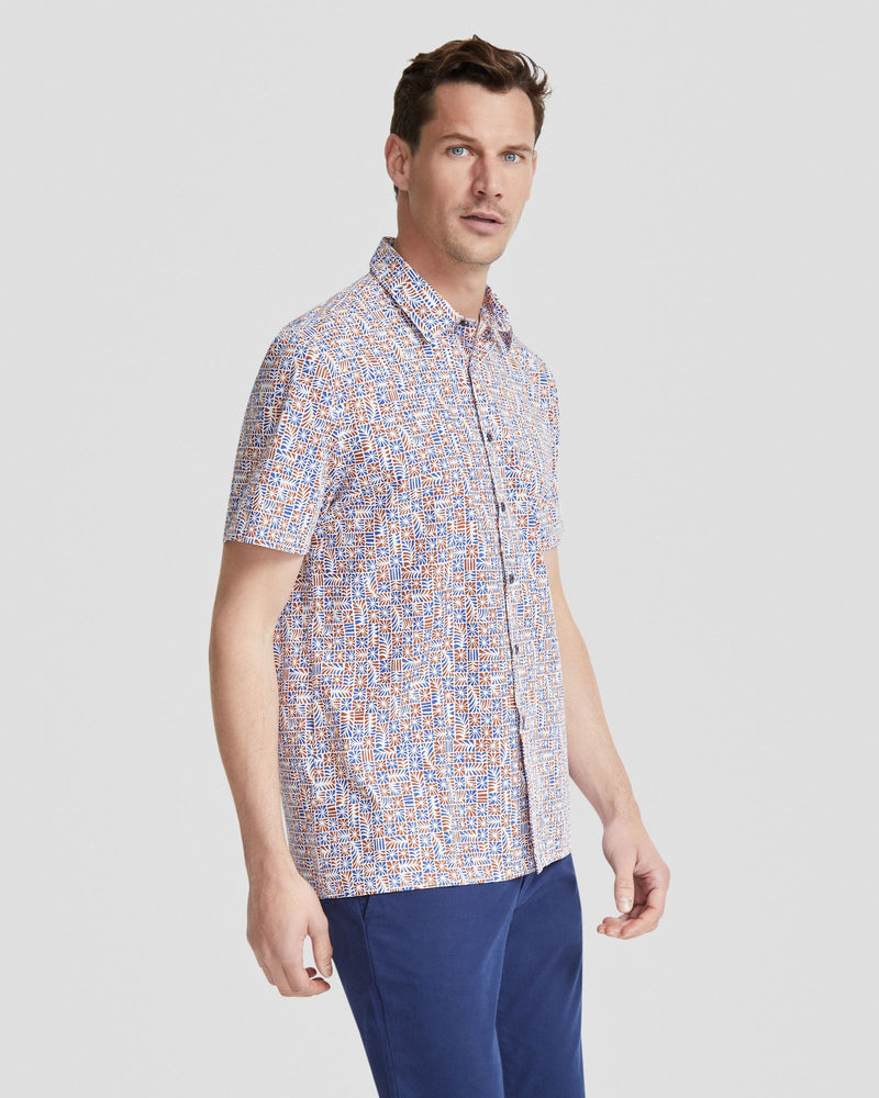 LEYTON GEO PRINT SHORT SLEEVE SHIRT MENS SHIRTS
