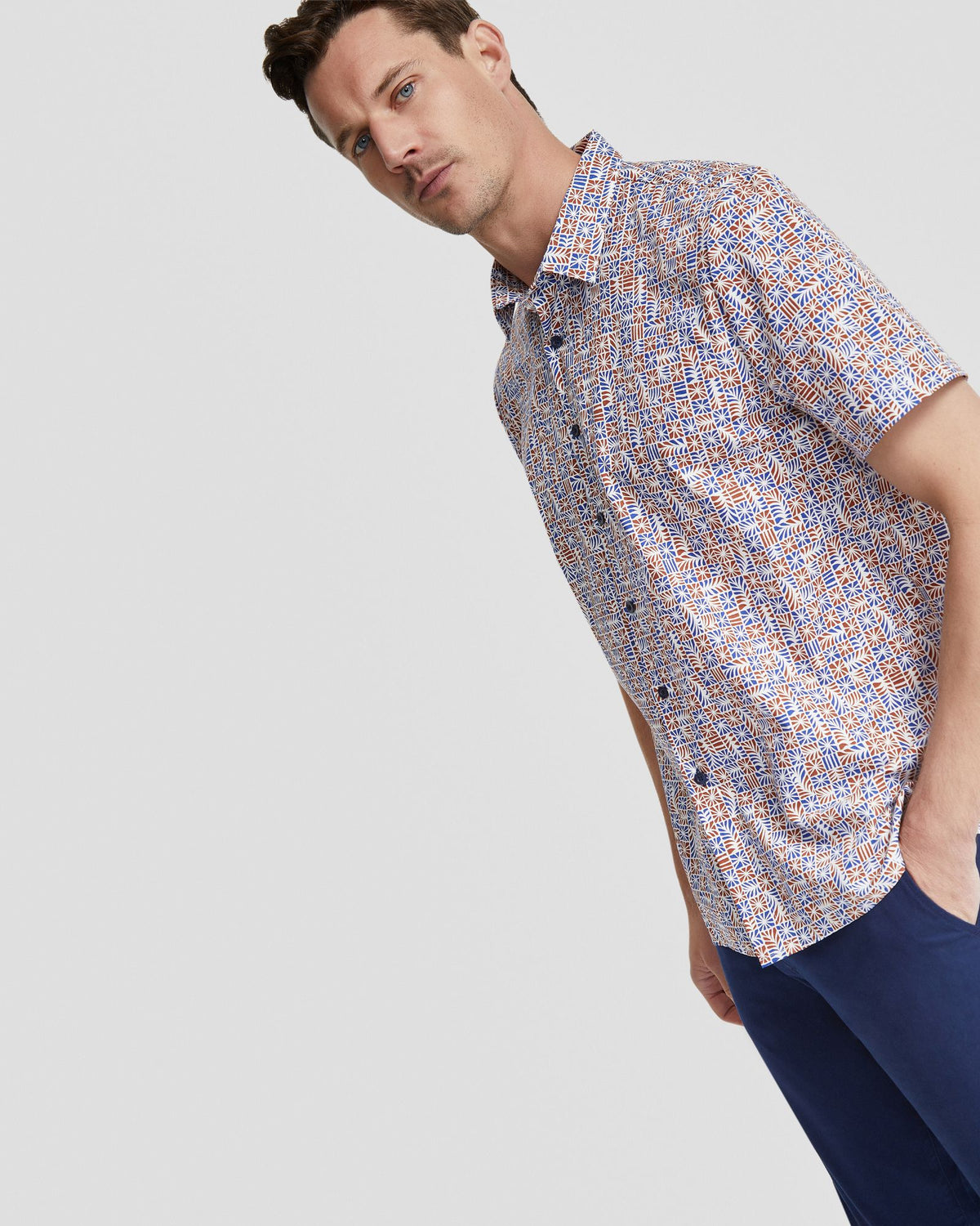 LEYTON GEO PRINT SHORT SLEEVE SHIRT MENS SHIRTS