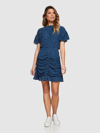 AMBER SPOT SKIRT NAVY/WHITE