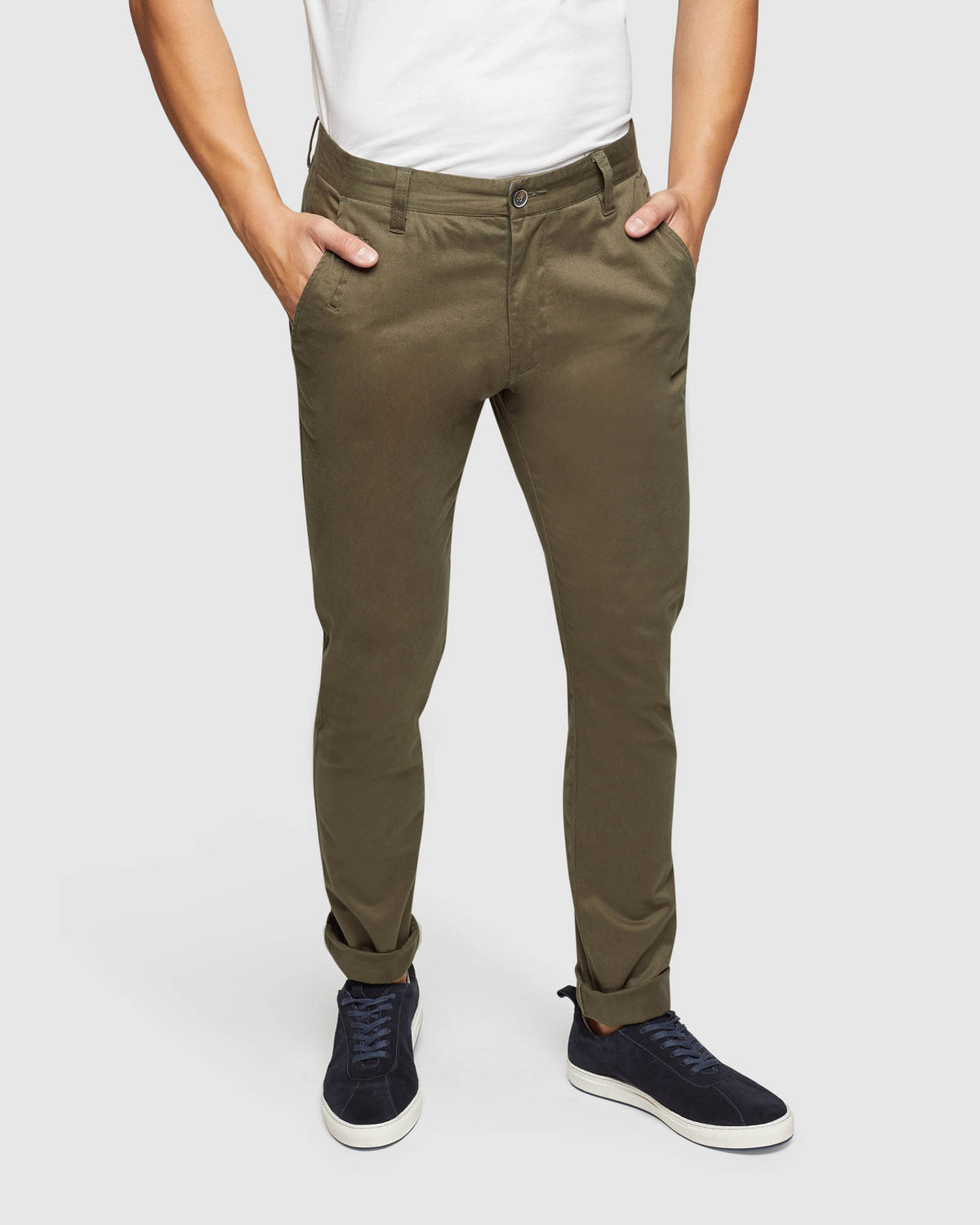 STRETCH ORGANIC CTTN SKINNY CHINOS MENS TROUSERS