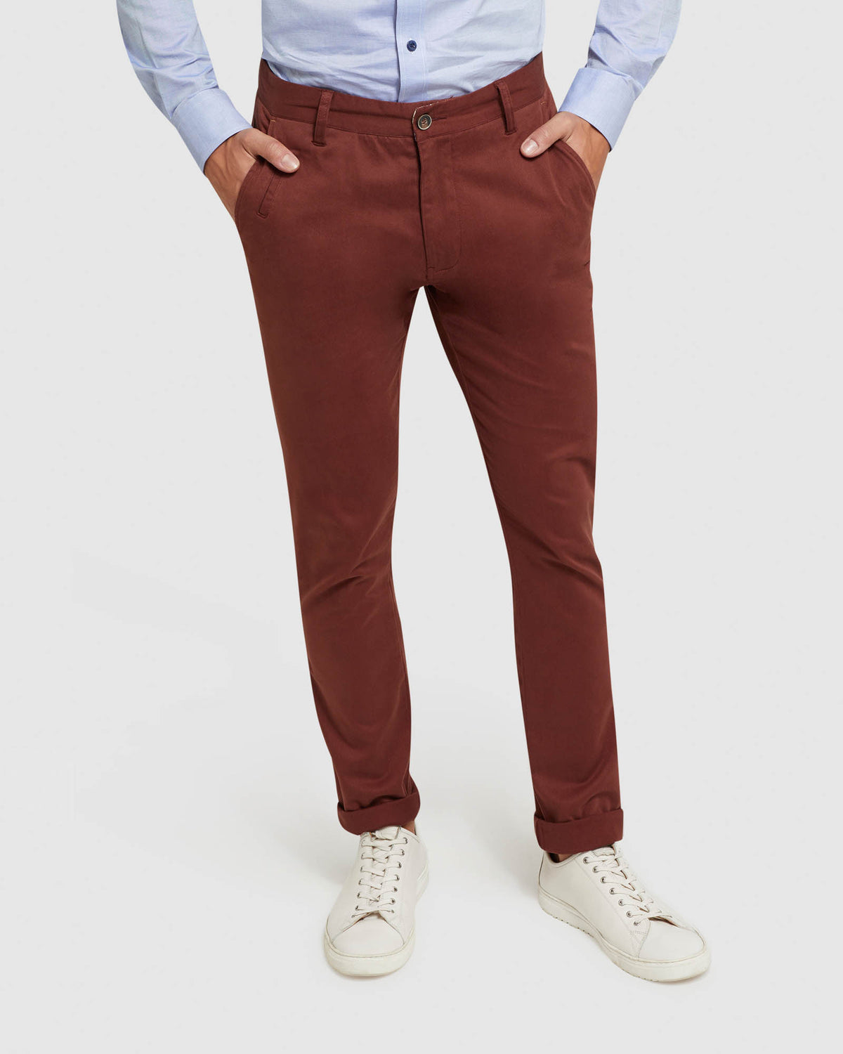STRETCH ORGANIC COTTON SKINNY CHINOS MENS TROUSERS