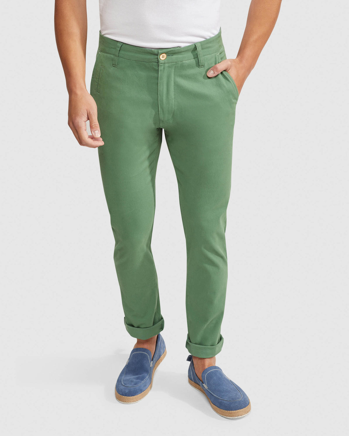 STRETCH SKINNY FIT ORGANIC COTTON CHINOS MENS TROUSERS