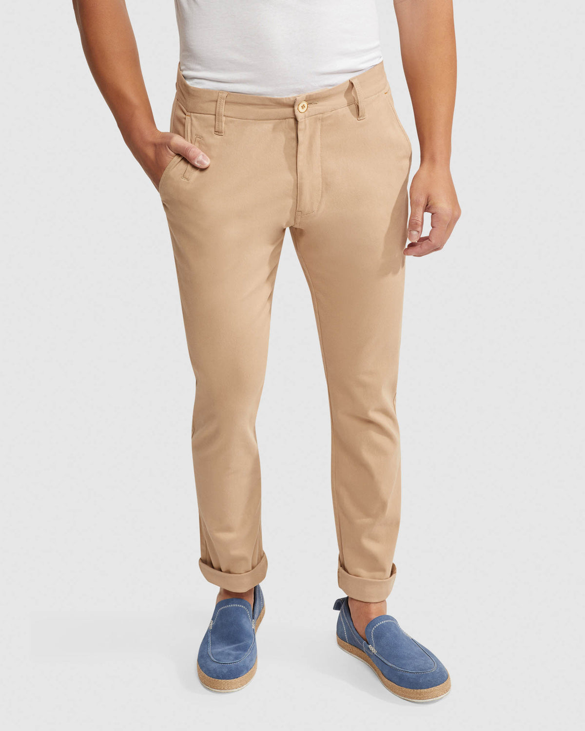 STRETCH SKINNY FIT ORGANIC COTTON CHINOS MENS TROUSERS