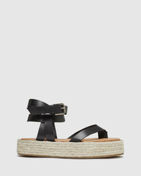 SOFIA LEATHER ESPADRILLE BLACK