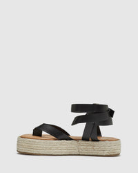 SOFIA LEATHER ESPADRILLE BLACK