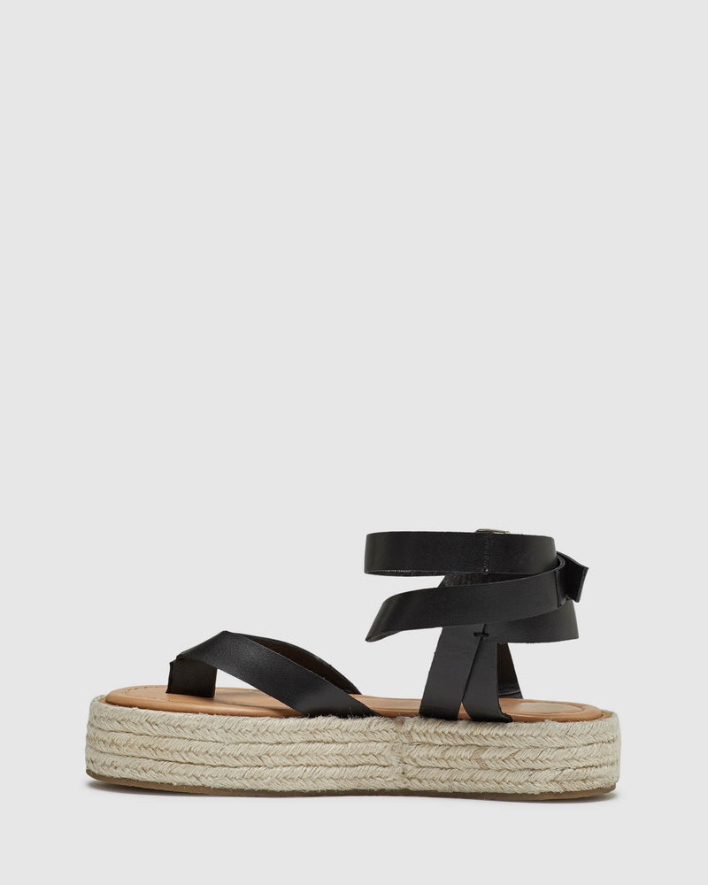 SOFIA LEATHER ESPADRILLE BLACK