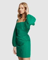 MAGENTA STRETCH COTTON DRESS GREEN