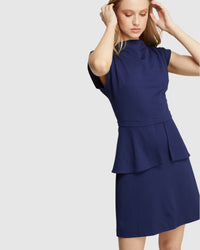 VERA PONTI PEPLUM MINI DRESS