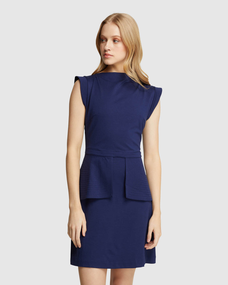VERA PONTI PEPLUM MINI DRESS