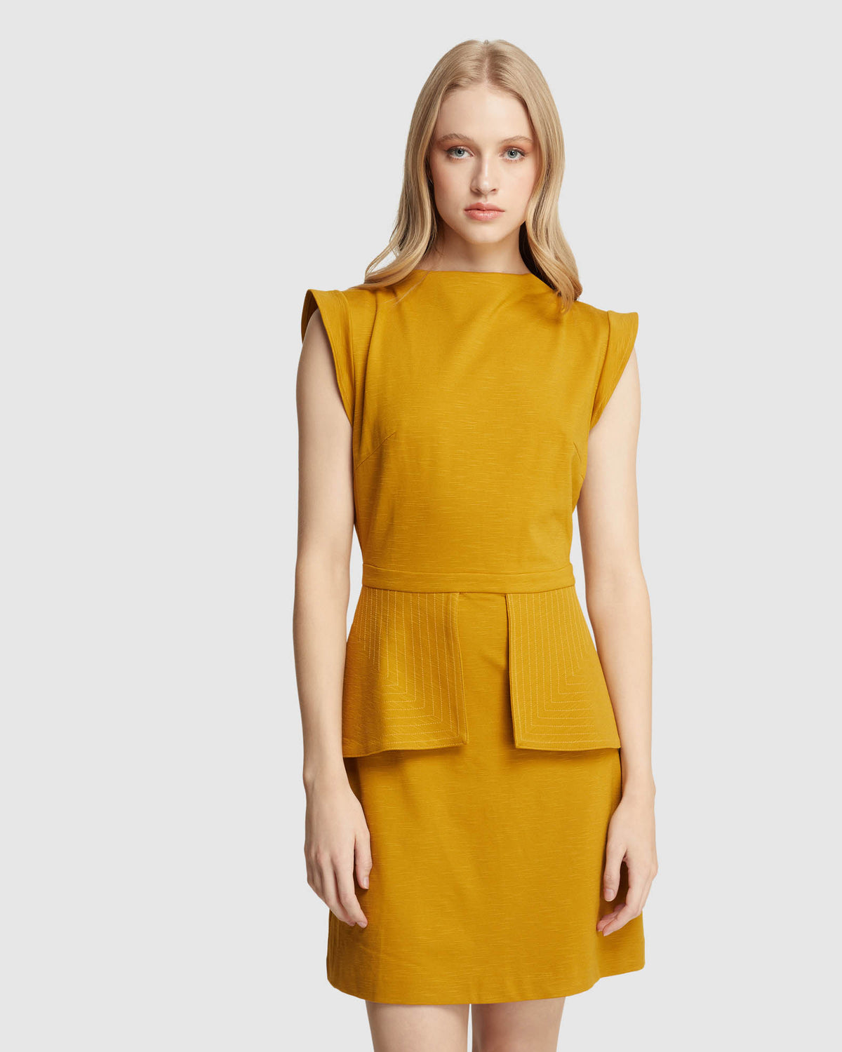 VERA PONTI PEPLUM MINI DRESS