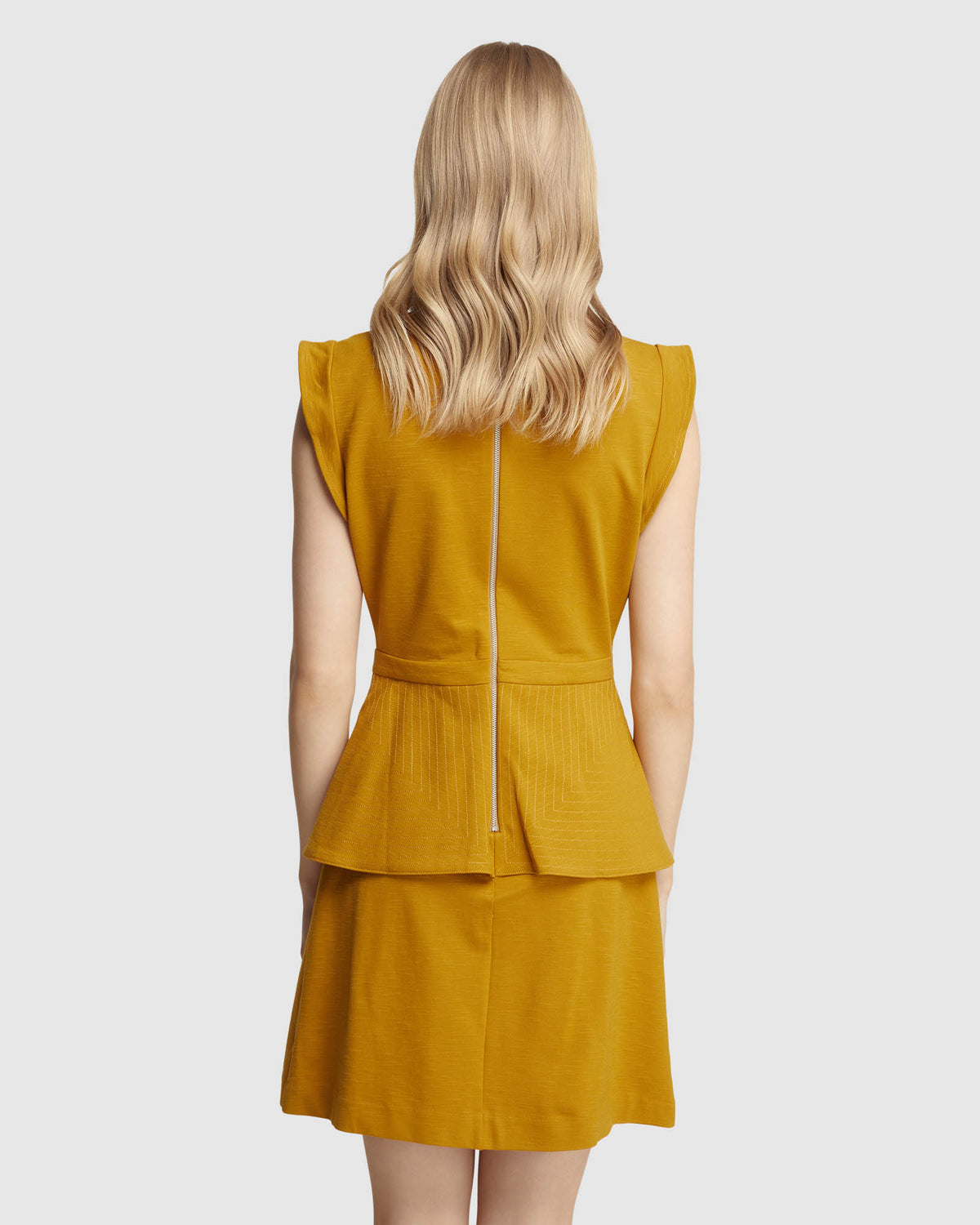 VERA PONTI PEPLUM MINI DRESS