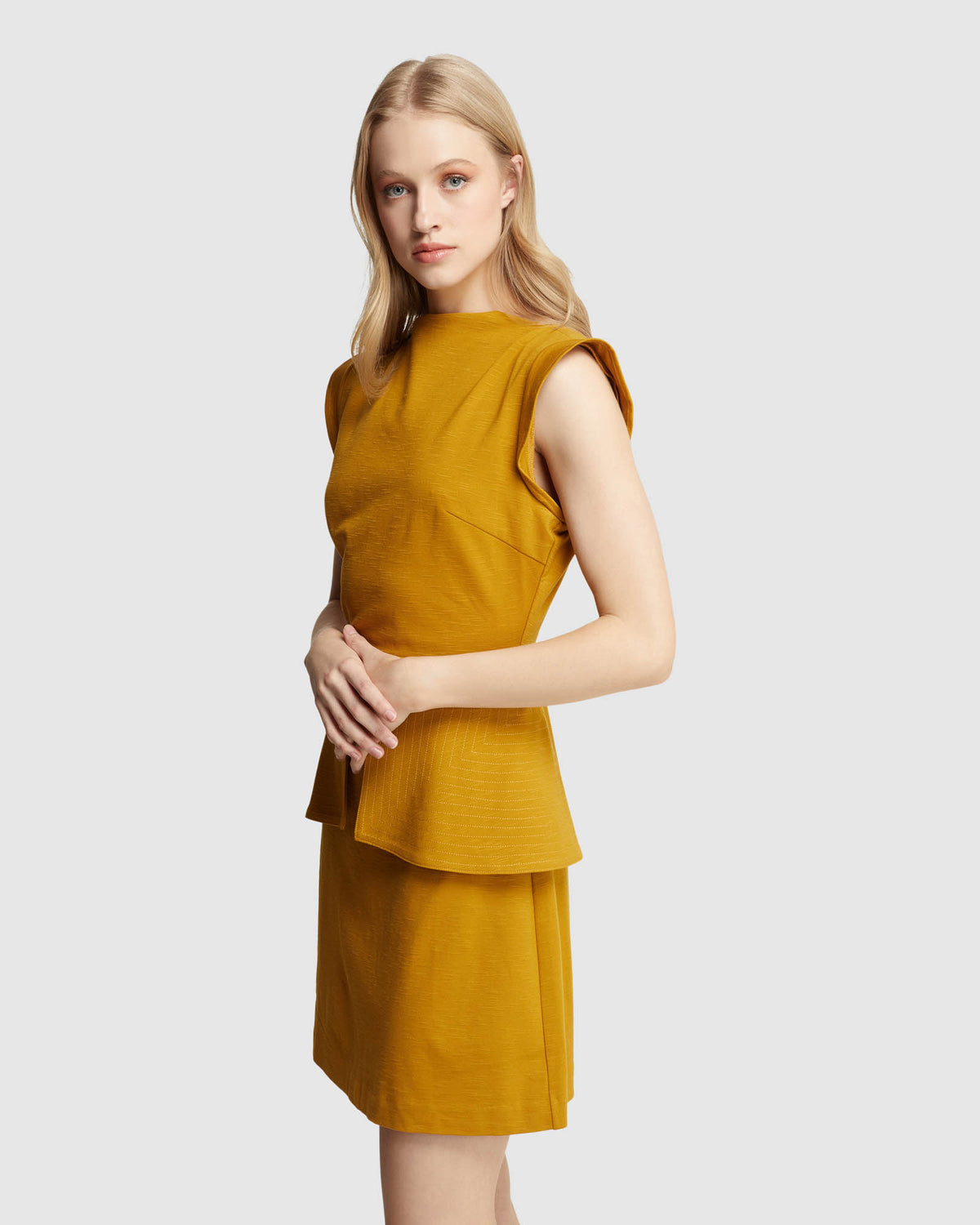 VERA PONTI PEPLUM MINI DRESS