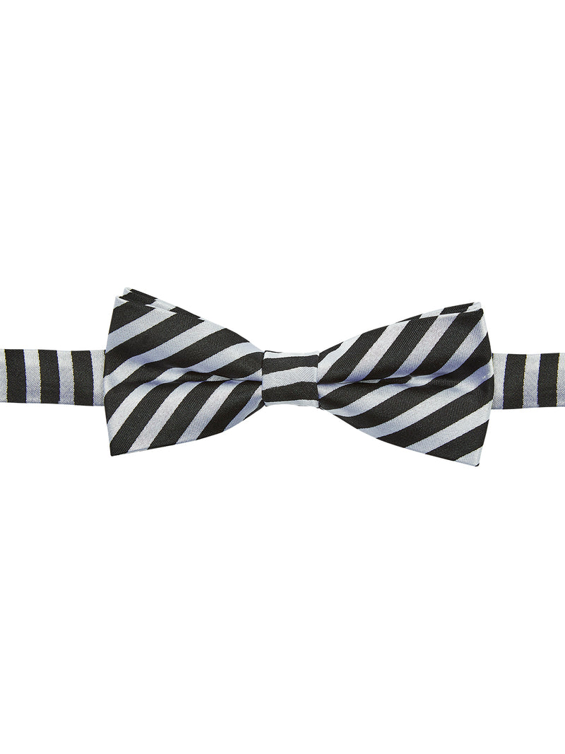 BOW TIE SILK STRIPE BLACK/WHITE