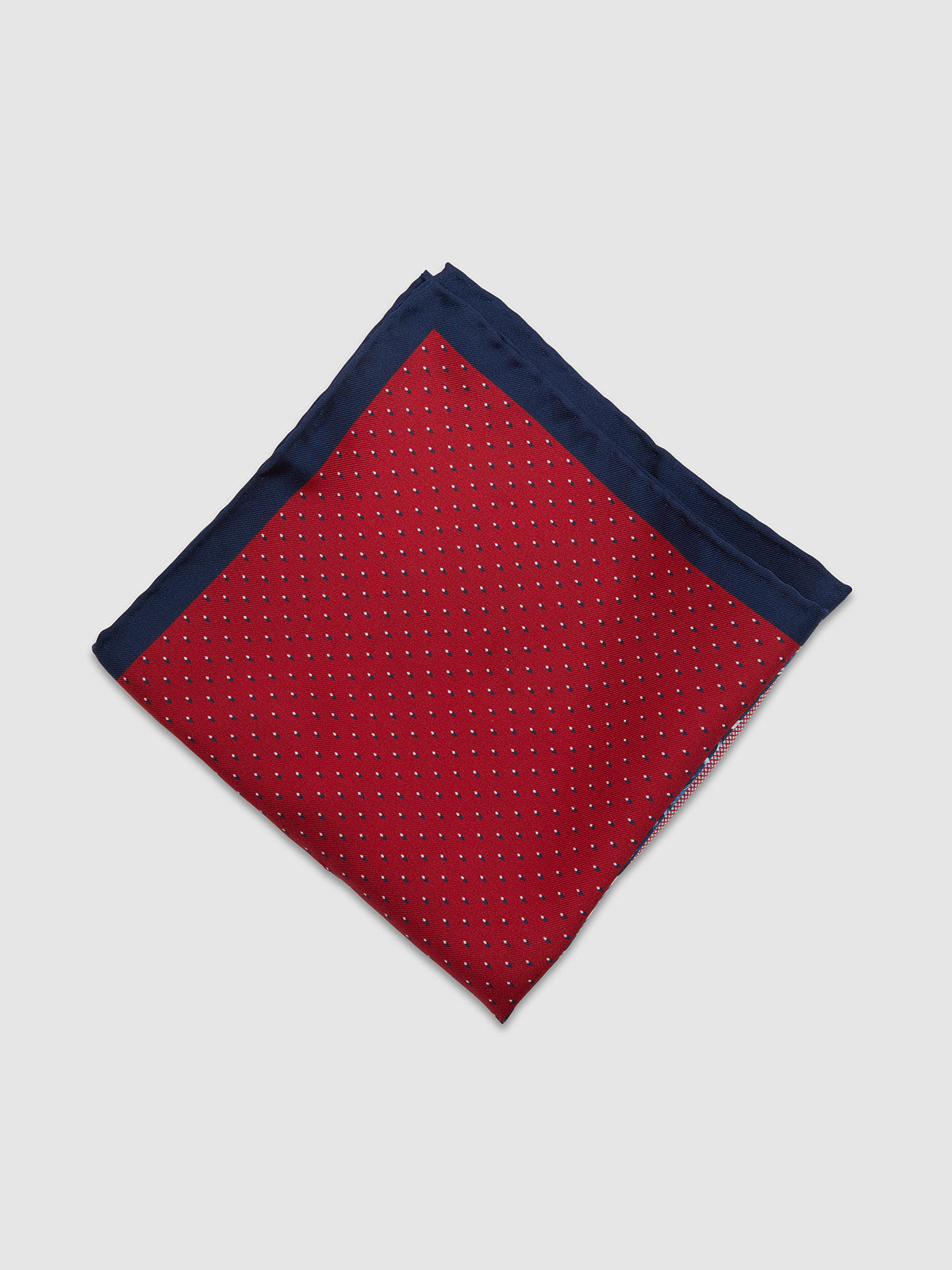POCKET SQUARE PRINTED SILK TROPICAL MULTI RED/NAVY TROPICAL
