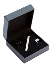 TIE PIN AND CUFFLINK SQUARE SET SILVER